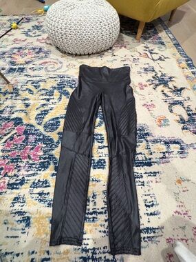 SPANX Black High-Waist Faux Leather Moto Leggings
